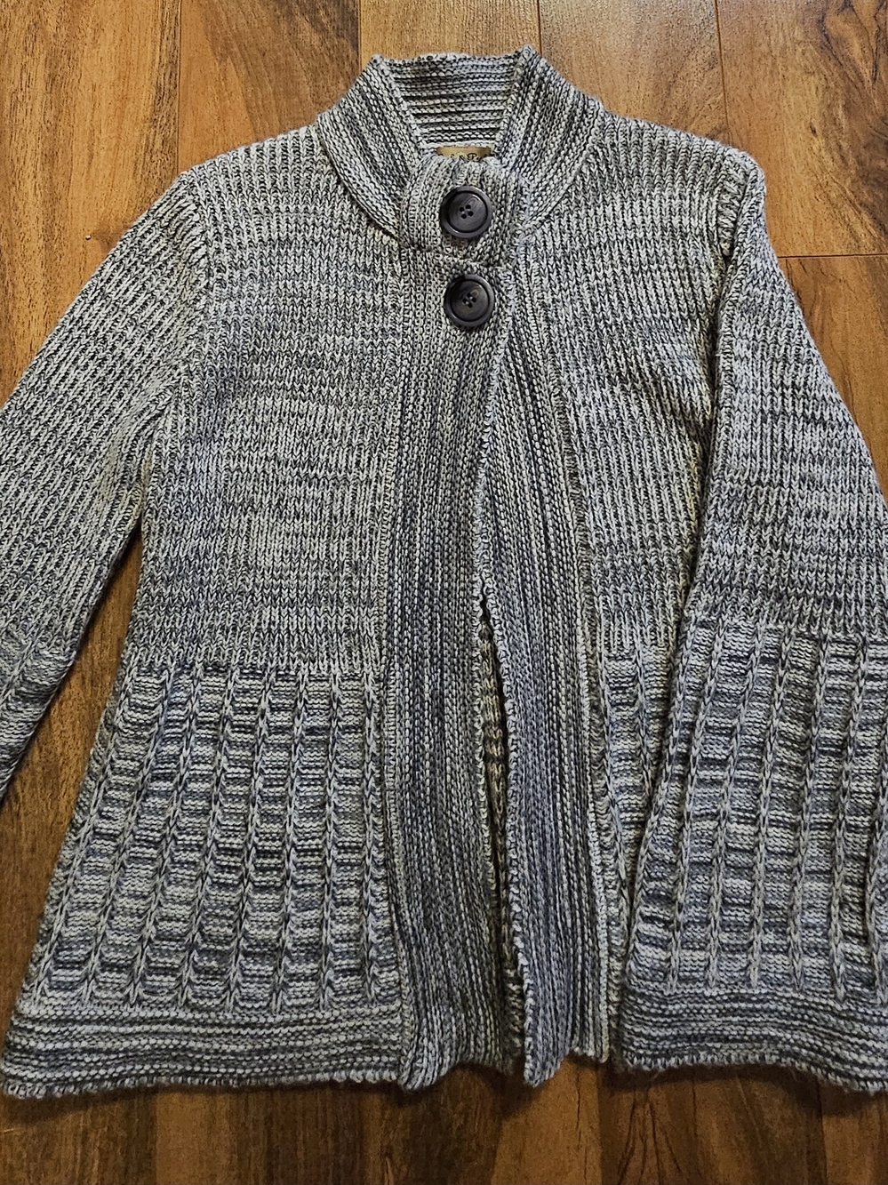 Women's Gray Ribbed Button Cardigan Sweater Size Medium